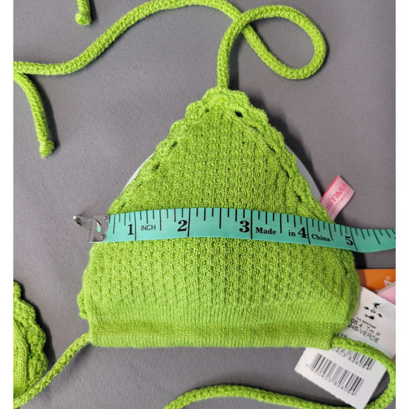 Cia Maritima Beachwear Bikini Womens Small Green Triangle Knit Top New - Picture 10 of 13